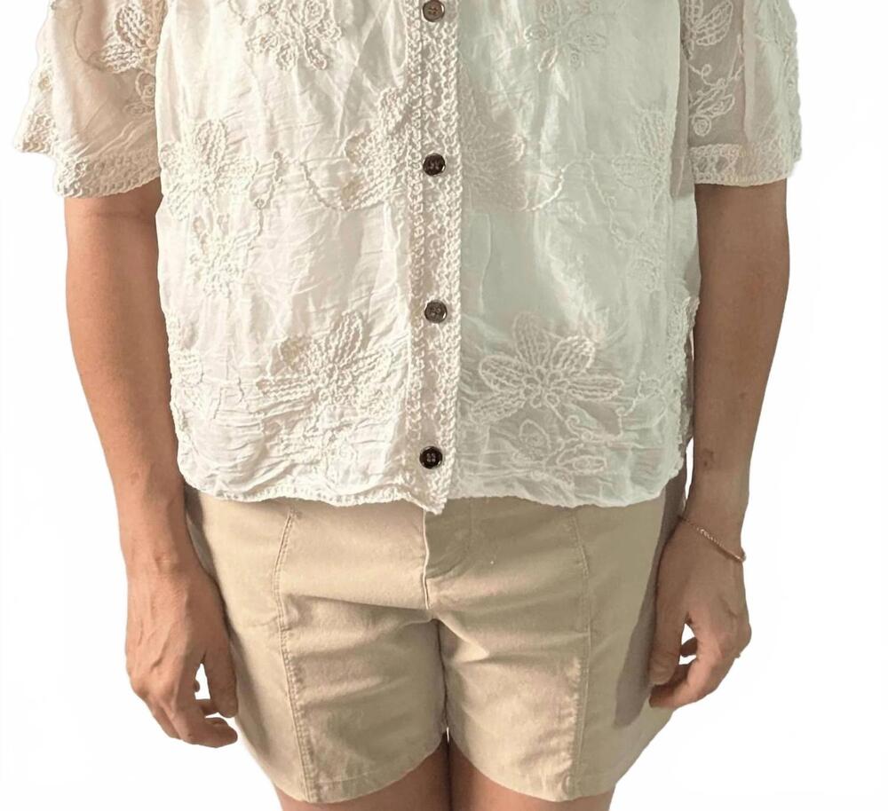 NEW POL wildflower hooded blouse in natural